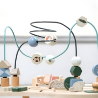 Table d'activités en bois avec labyrinthe à billes double, blocs ABC, circuit animalier, jouets de développement de la motricité fine et d'apprentissage précoce sur le thème de la forêt pour enfants
