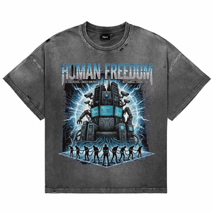 T-shirts en coton délavé à l'acide, respirants, personnalisés, de qualité supérieure, avec imprimé graphique punk, à manches courtes et col rond, vente en gros - Product Image 1