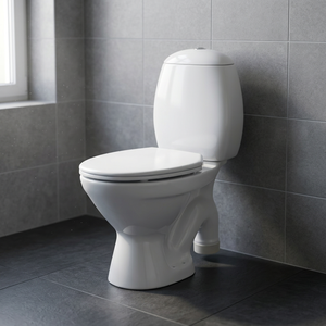 WC en céramique deux pièces à double chasse, à fixation au sol, avec abattant de siège - Product Image 1