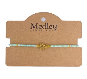 Pulsera/tobillera ajustable inspirada en la cuerda de cuentas de una sola piedra de tortuga de oro Natural tejida a mano 2025 para mujer - Product Image 5