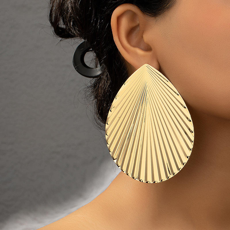 2024 New Arrival Fashion Jewelry New Colored Square Geometry Earring  Simplicity Fashion Extra Large Texture Leaf Earrings