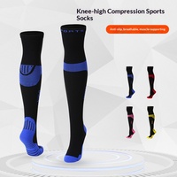Chaussettes de course de marathon en nylon tricoté anti-friction, anti-transpiration, à compression au-dessus du genou, ODM