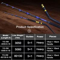 Joran Pancing OEM Alu Bent Butt Roller Guide Big Game, Batang Fiberglass Lurus, Untuk Mancing Tuna, Hiu, dan Trolling di Laut Dalam