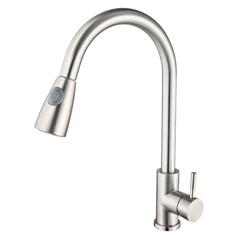 Robinets de bain et de douche à tirette pour lavabo Brossé doré Tête de pulvérisation Robinet de cuisine Salle de bain Cupc Acier inoxydable CLASSIC Zx