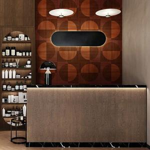 Muebles de Barbería de Diseño Moderno y Lujoso Personalizados con Iluminación LED 3D, Vitrinas <span class=keywords><strong>Vintage</strong></span> para Peluquería con Iluminación - Product Image 1
