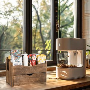 Organisateur de station à café avec tiroir, organiseur d'accessoires de bar à café en bois pour comptoir - Product Image 5