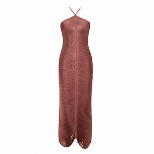 <span class=keywords><strong>Robe</strong></span> longue élégante classique à franges à col halter de haute qualité à sept couleurs Nouvelle couleur 2026 Meilleure vente <span class=keywords><strong>Robe</strong></span> de soirée rouge mince - Product Image 4