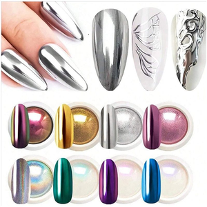Vente en gros de 8 poudre à ongles chromée or <span class=keywords><strong>rose</strong></span> <span class=keywords><strong>effet</strong></span> <span class=keywords><strong>miroir</strong></span> métallique paillettes poudre laser métallique holographique pour ongles - Product Image 1