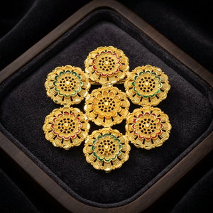 Wholesale Fashion Brooches 14K 18K 24K Micron Gold Forming Brooches or Saree Pin Traditional Dubai Style <b>Bridal</b> Wedding Brooches - Product Image 5