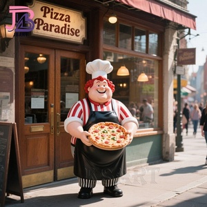 Statua di Chef in Resina Personalizzata, Divertente e Classica, Artigianato Unico con Figurina di Chef che Tiene una <span class=keywords><strong>Pizza</strong></span> e Tema Amore - Product Image 3