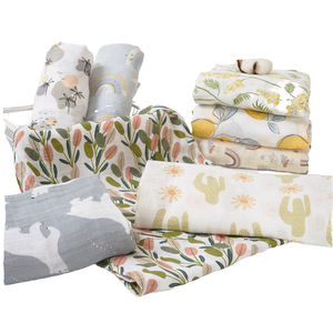 Individuell Bedruckte Bambus-Baumwolle Komfortable <span class=keywords><strong>Baby</strong></span>-Bettwäsche Pucktücher Neugeborenen Musselin <span class=keywords><strong>Baby</strong></span>-Empfangsdecke Niedliche Tiermuster - Product Image 1