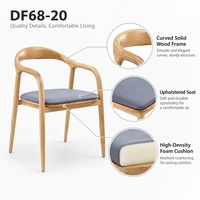 Fauteuil de salle à manger scandinave en bois massif GDRS avec coussin rembourré gris pour restaurant, café, USA DDP