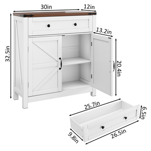 Farmhouse <b>Storage</b> Cabinet With Drawer And Doors White <b>Kitchen</b> Cabinet Walnut Top Modern Coffee Bar - Product Image 2