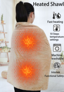 Wearable Electric Heating Shawl Coral Fleece Solid Color Quilted Design Temperature Control Heated Blanket for <b>Home</b> Use Winter - Product Image 5