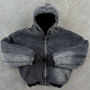 ผู้ผลิต OEM เสื้อฮู้ดดี้สีแบบกำหนดเอง ล้างสีแบบ Acid Wash ผ้าฝ้าย 500gsm เสื้อฮู้ดดี้สตรีทแวร์ - Product Image 1