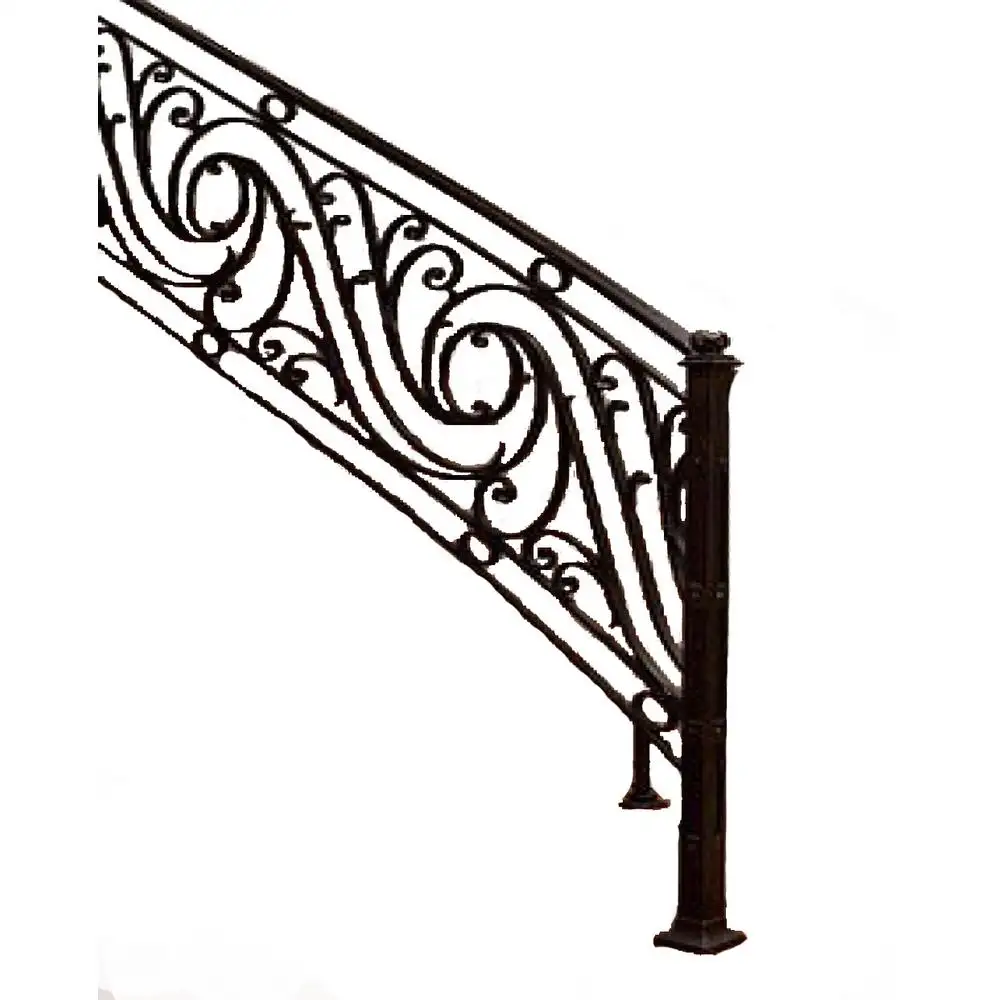 درابزين من الحديد المطاوع, تصميم شهير للحماية من الحواف ، درابزين منزلي من الحديد المطاوع منخفض درابزين الدرج
