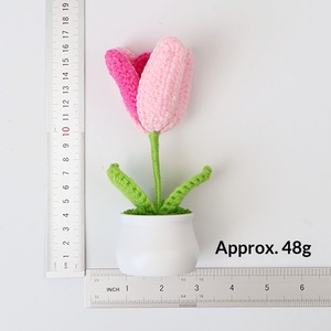 Crocheted <b>Yarn</b> Flowers Blooming Lily Valley Small Potted Plants Handmade Artificial Flowers Desktop Decorations Teacher's Gifts - Product Image 4