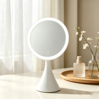 Grand miroir de maquillage LED à capteur tactile, rotatif à 360°, lumière réglable, miroir de bureau, choix de cadeau idéal pour les femmes et les filles