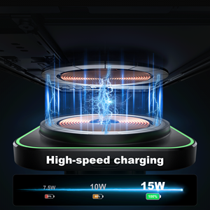 <span class=keywords><strong>Chargeur</strong></span> de voiture sans fil magnétique avec port de charge rapide QC3.0 et PD Type-C, sortie 15W pour téléphones mobiles et utilisation sur grille d'aération - Product Image 4