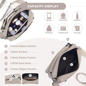 Bolso Bandolera de <span class=keywords><strong>Mujer</strong></span> en Piel Sintética con Cierre de Cremallera, Cartera Integrada Mediana, Correa Ancha Ajustable y Forro de Poliéster - Product Image 3