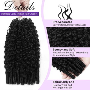 Cheveux humains bouclés birmans pour crochet, ligne plume, invisibles, pré-séparés, sans nœuds, pour tressage - Product Image 2