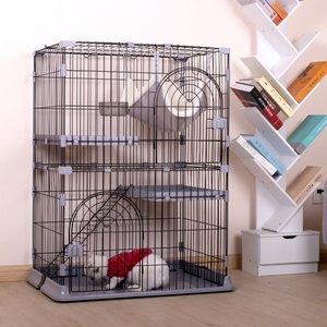 Wholesale Green Pink Gray Coated Stainless Steel <b>Cat</b> Nestdouble-Layer <b>Cat</b> Villa Pet <b>Cage</b> - Product Image 6