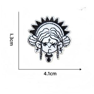 <b>Mini</b> Size Iron on /self Sticker <b>Black</b> White Embroidery Punk Style Rose Girl Skull Lighter Diamond cat Patch for Decoration - Product Image 6