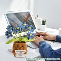 Crochet Pocket Hug Forget Me Not Handmade Creative Positive Knitting Wool Environment-friendly Blue Graduation Gift for Friends