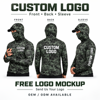 Sweat à capuche de pêche UPF 50+ personnalisé, vêtements de chasse camouflage sublimés, légers, protection solaire extérieure, vêtements de performance