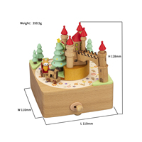 Boîte à musique en bois pour enfants, mécanisme à remonter, mélodie Lago des cygnes, style château, idéale pour la décoration de chambre d'enfant