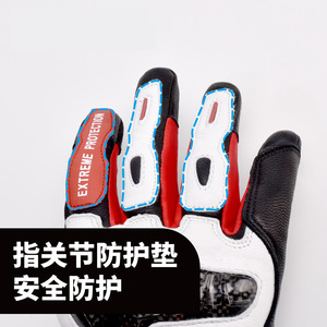 Guantes de motocicleta para hombre, color negro y rojo, de cuero auténtico, antideslizantes, resistentes al desgaste, de seguridad, para uso en bicicleta para adultos - Product Image 4
