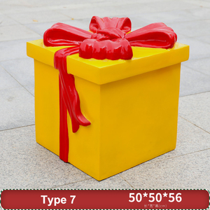 Escultura de Papá Noel de Fibra de Vidrio para Decoración Navideña de Exterior, Caja de Regalo de Navidad de Fibra de Vidrio de 37*37*42 cm - Product Image 2
