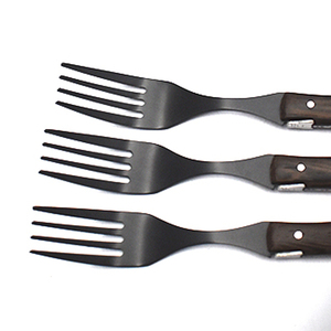 Sang trọng thép không gỉ Flatware Set Chất lượng cao bít tết dao và ngã ba với ong thiết kế bằng gỗ xử lý màu đen - Product Image 4