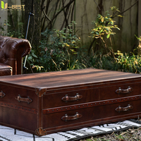 Table basse vintage industrielle rétro en forme de valise d'aviateur, table basse pour salon, pub, club, studio, meubles