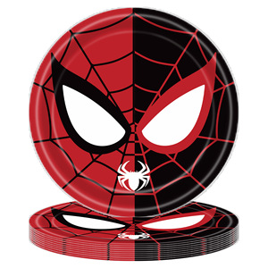 Ensemble de fournitures pour fête d'anniversaire <span class=keywords><strong>Spiderman</strong></span>, décoration rouge pour enfants, vaisselle jetable ronde et carrée en papier, plateau, <span class=keywords><strong>gobelet</strong></span> - Product Image 4