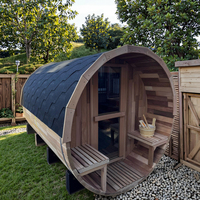 Sauna à vapeur en bois de cèdre extérieur de qualité supérieure Cabine de sauna traditionnelle à baril rond avec poêle à sauna et accessoires