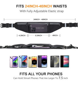 Custom <strong>Running</strong> <strong>Belt</strong> Reflective Waterproof Polyester <strong>Neoprene</strong> Zipper Closure Hiking Cycling Workout Waist Bags Slim Unisex Logo - Product Image 2