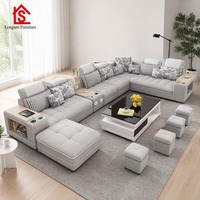 Canapé d'angle moderne en forme de L, structure en bois, rembourrage en mousse, dossier en tissu, écologique, personnalisable, pour salon