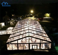 Grand chapiteau transparent d'extérieur en aluminium pour église et fête de mariage Tente pour festival Atrium transparent Tente à cadre noir pour événements