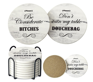 Ensemble de <span class=keywords><strong>sous</strong></span>-verres modernes et amusants White Elephant - Cadeau original pour adultes, Noël et pendaison de crémaillère, nouvelle maison - Product Image 1