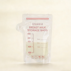 Sachets de conservation de lait maternel en forme de théière de 150 ml, prêts à être expédiés - Pochettes de congélation verticales sans BPA avec fermeture éclair pour les mères allaitantes - Product Image 1