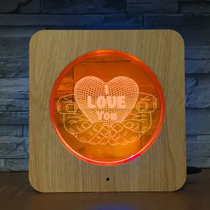 나는 당신을 사랑합니다 단어 모양 발렌타인 선물 3D 나무 컬러 플라스틱 LED 밤 빛 OEM 아크릴 램프 기본 장식 사진 프레임