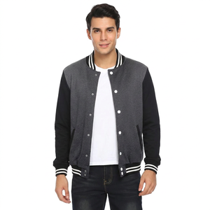 Blouson universitaire réversible imperméable à capuche coupe ajustée pour homme, manches longues, style vintage décontracté, avec lettrage, collection Printemps Plus - Product Image 1
