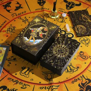 Wholesale New Collector'S Edition Tarot Cardspet Black Gold Sun Classic Gold Foil Tarot Cards With Guidebook Custom Tarot Cards
