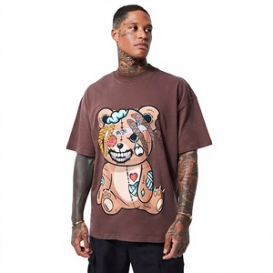 Men's Brown Oversized T-<b>Shirt</b> With <b>Dragon</b> Print Back Street Style Short Sleeve O-Neck Cotton Jersey Fit T <b>Shirt</b> For Men - Product Image 1