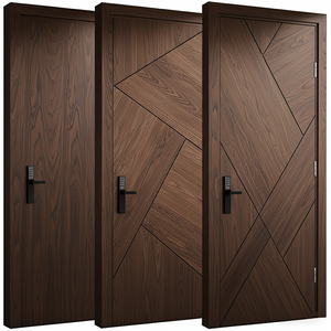 आधुनिक काले अखरोट ठोस लकड़ी मुख्य दरवाजा डिजाइन लकड़ी के घरों के लिए आंतरिक कमरे के दरवाजे - Product Image 1