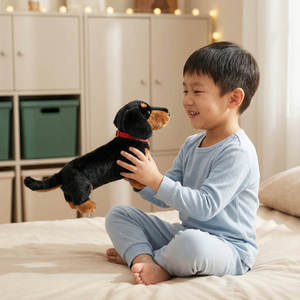 Peluche Realista de Perro Salchicha Marrón, Peluche Grande de Dachshund de Pie, Juguete de Peluche de Cachorro para Regalo de Festividades - Product Image 2
