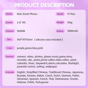Étui de téléphone en Silicone vert rose 2.8 ''double caméra MP3 jeux histoire téléphone portable jouet d'apprentissage téléphone intelligent pour enfants - Product Image 3