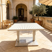 Mesa de Jardín para Terraza de Resort o Villa, Cuadrada, Hidráulica, Ajustable en Altura, Completamente de Aluminio, para Exteriores