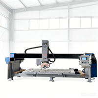 Scie à pont robuste CNC PLC 4+1 HQ-3220BM avec moteur 5,5 kW, certifiée CE, broche auxiliaire, fraisage de contour intérieur pour trous de lavabo et pierre
